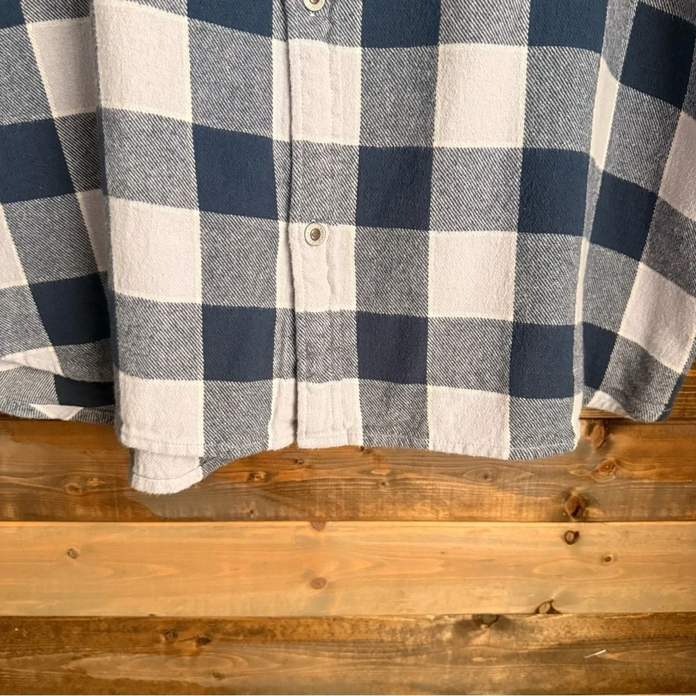Levi’s SilverTab Men’s XXL 100% Cotton Flannel Shirt Blue White Buffalo Plaid - Picture 6 of 11